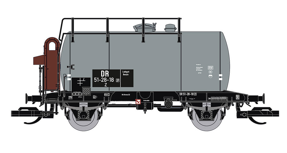 Saxonia 120111 - Kesselwagen Deutz mit Bremserhaus, grau, DR Ep.III