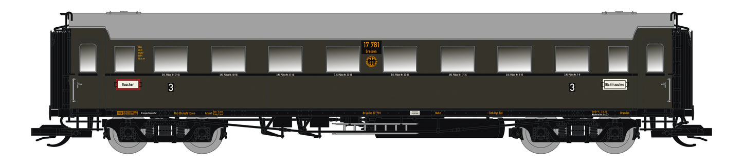 120180-2 TT Personenwagen C4Ü Sa 07 mit Beleuchtung, DRG Ep.II