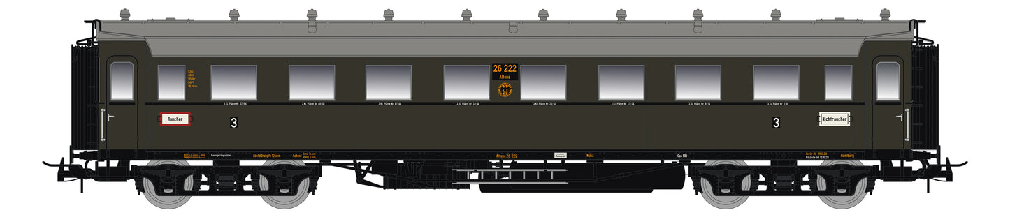 87180 H0 Personenwagen C4Ü Sa 07 mit Beleuchtung, DRG Ep.II