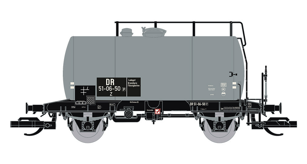 120111-2 - Kesselwagen Deutz mit Bremserhaus, grau, DR Ep.III