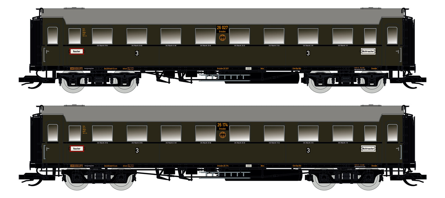 87177 H0 2er Set Personenwagen C4Ü Sa 07, DRG Ep.II