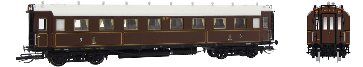120224 TT Personenwagen C4Ü Sa 07 Zugschluss mit Beleuchtung K.Sächs.Sts.E.B. Ep.I