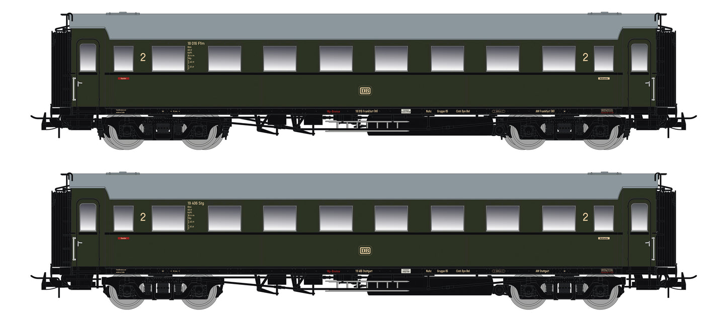 87187 H0 2er Set Personenwagen C4Ü Sa 07 mit Beleuchtung, DB Ep.III